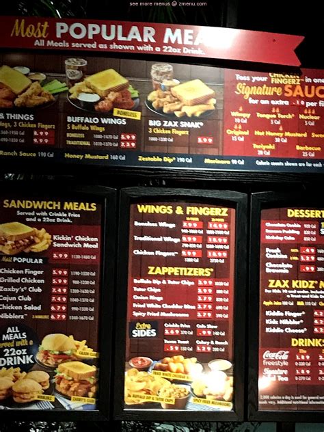 zaxbys menu.